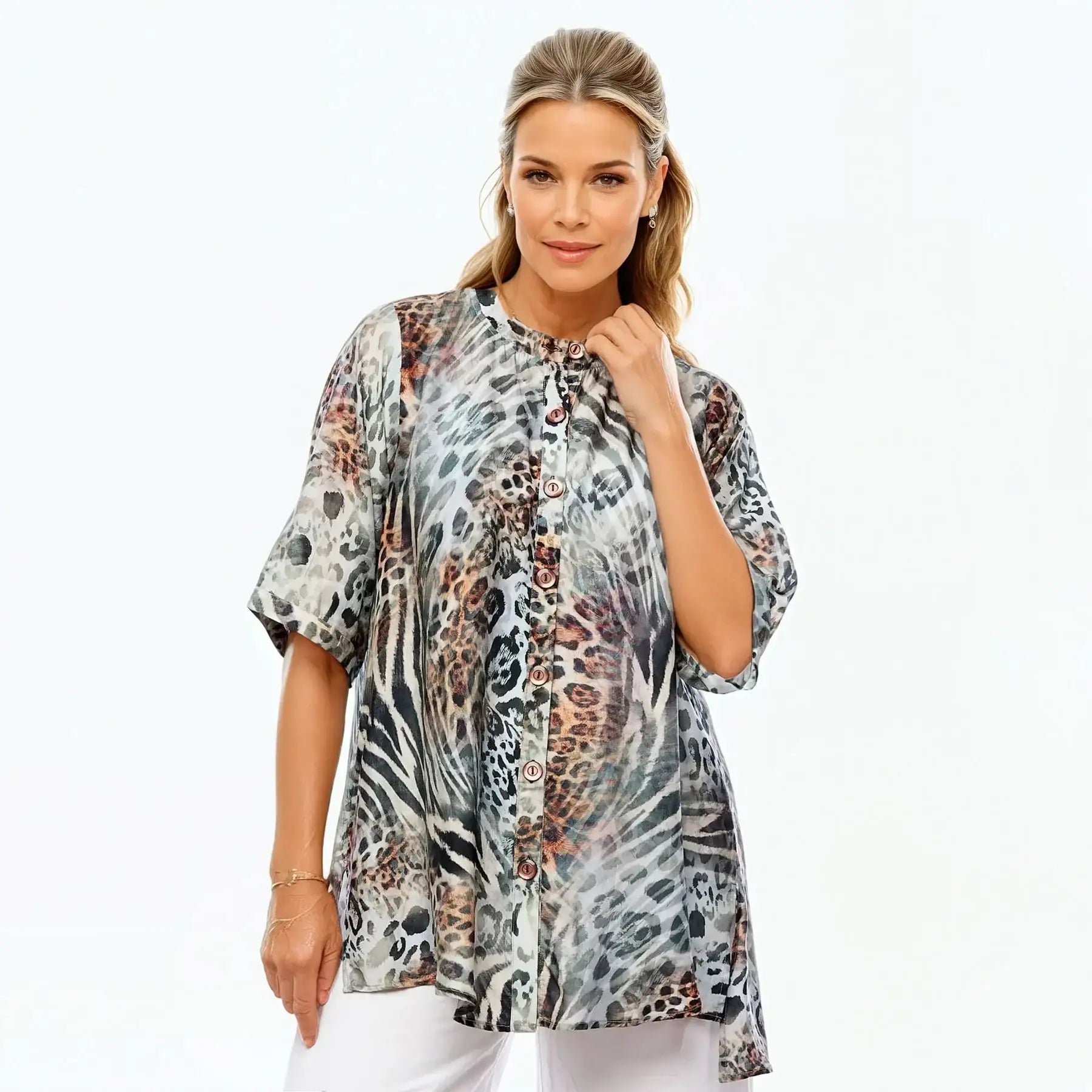 A-Line Shirt | Tunic Blouse Top (Jungle)