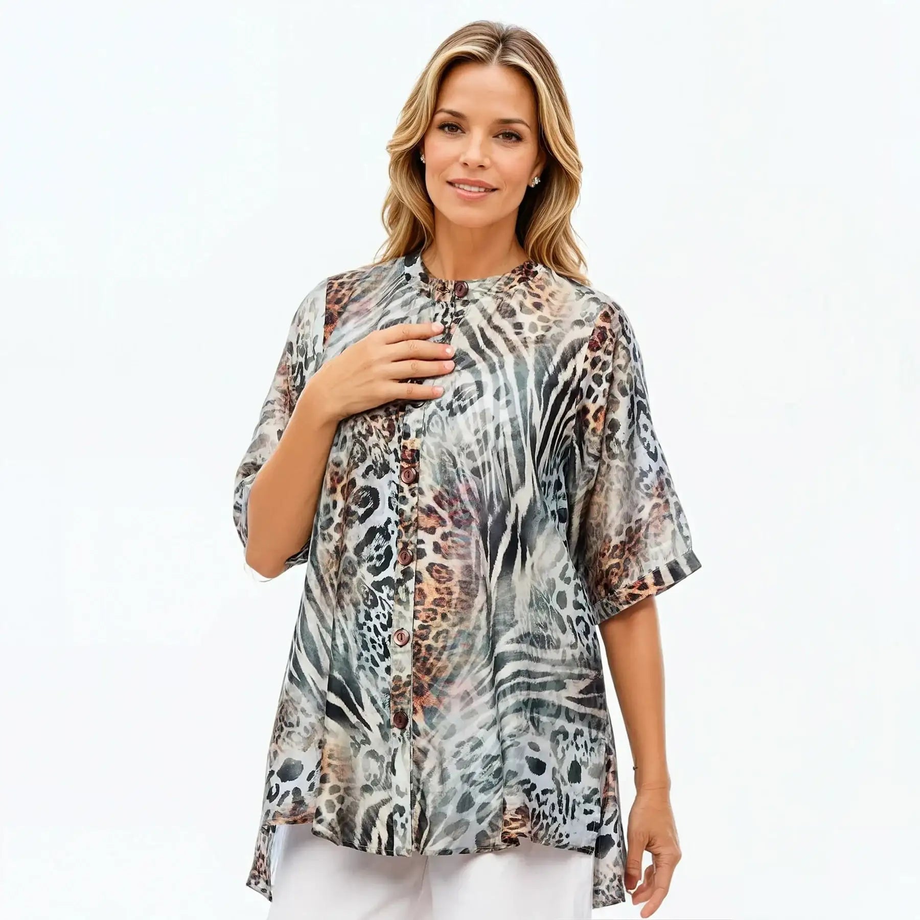A-Line Shirt | Tunic Blouse Top (Jungle)