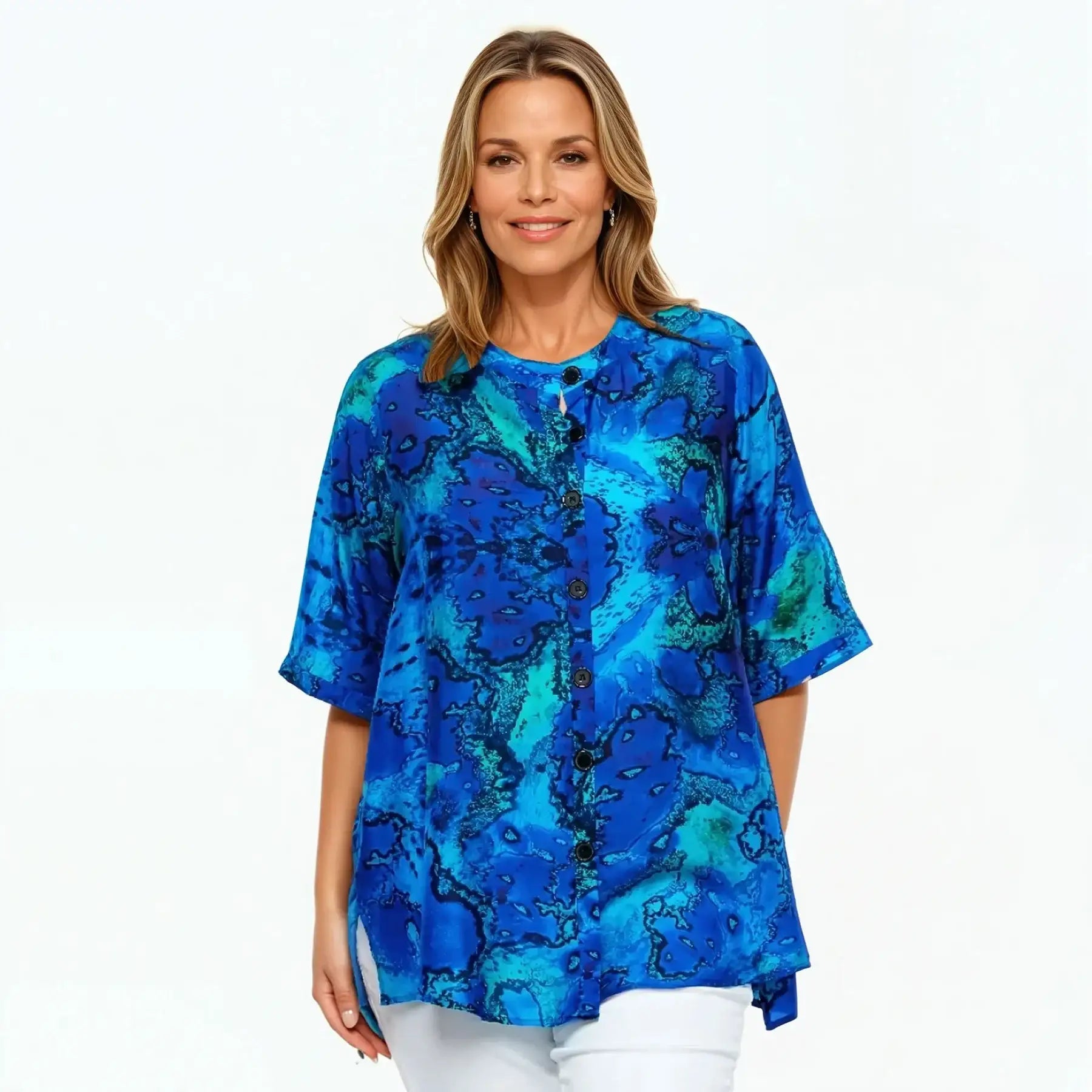 A-Line Shirt | Tunic Blouse Top (Reef)