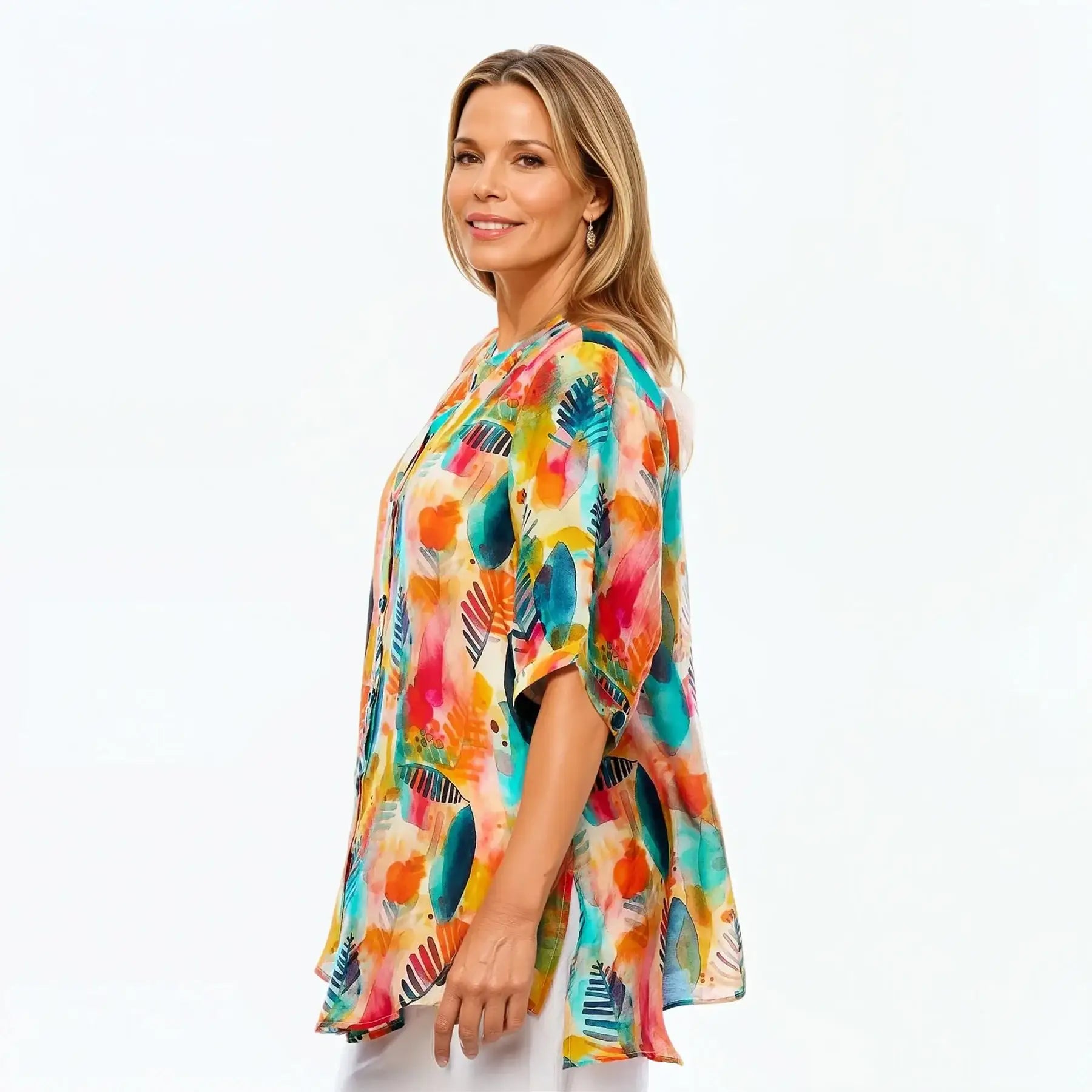 A-Line Shirt | Tunic Blouse Top (Tropicana)