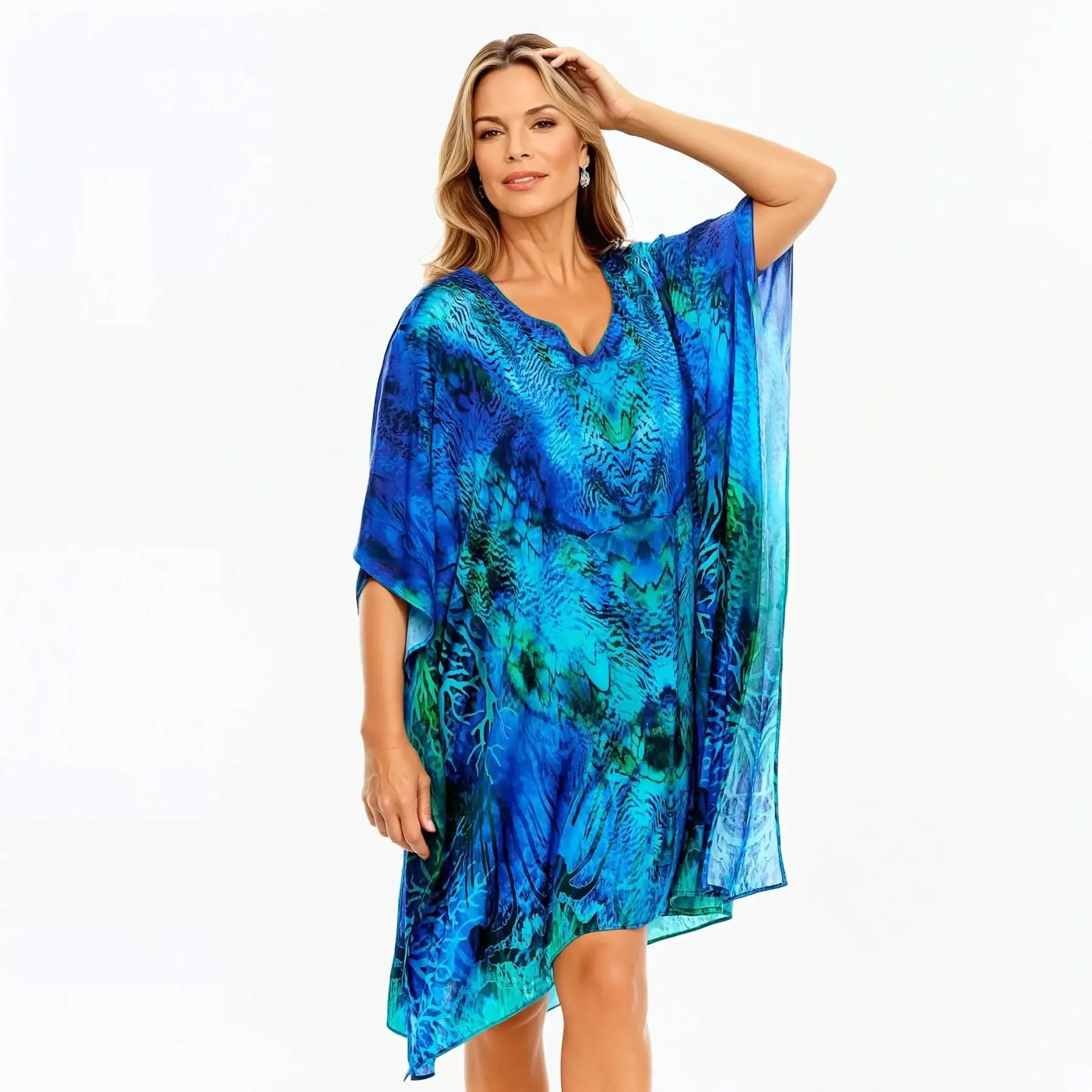 Mini Kaftan Dress (Aquatica)