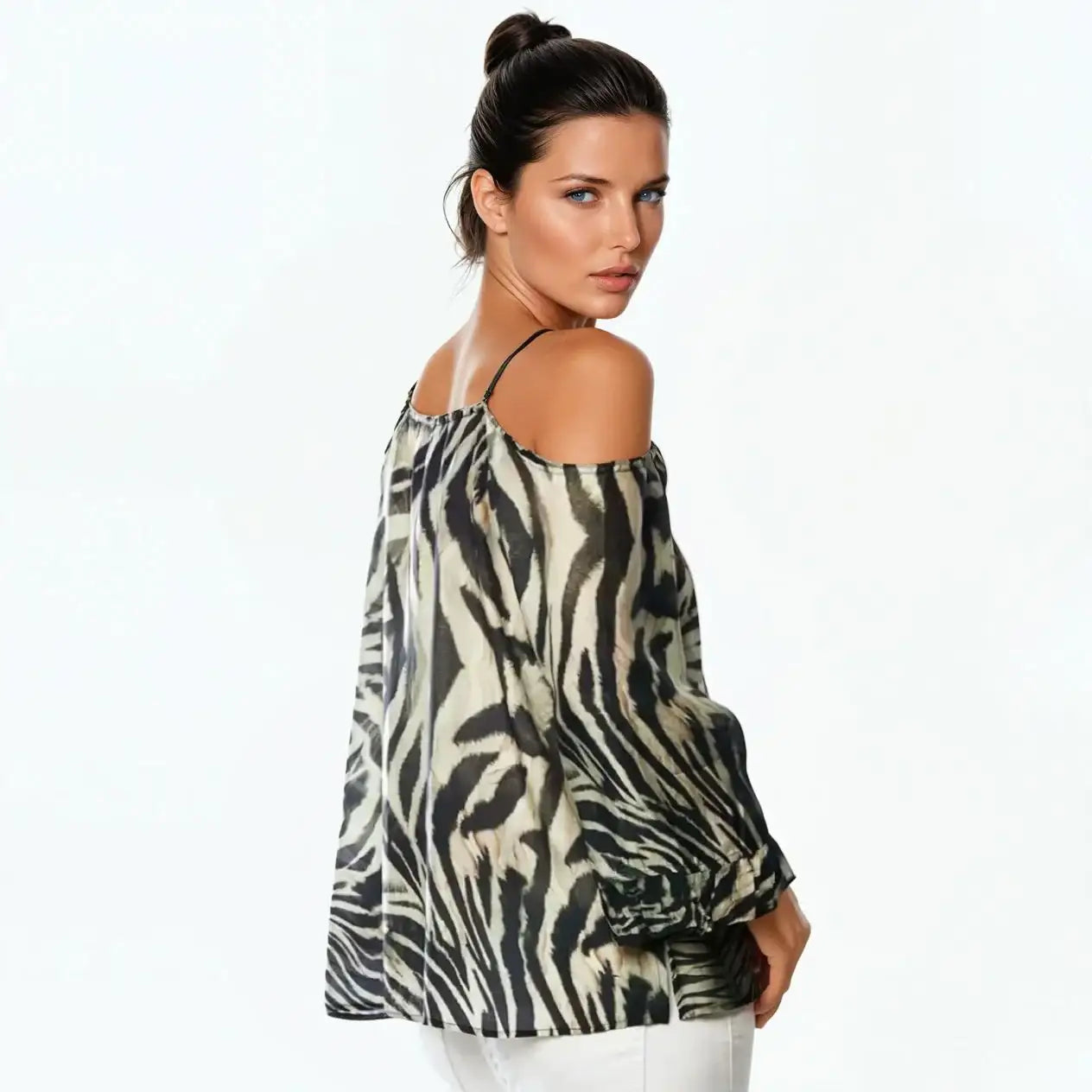 Off The Shoulder Top | Flared Sleeve Boho Blouse (Wild)