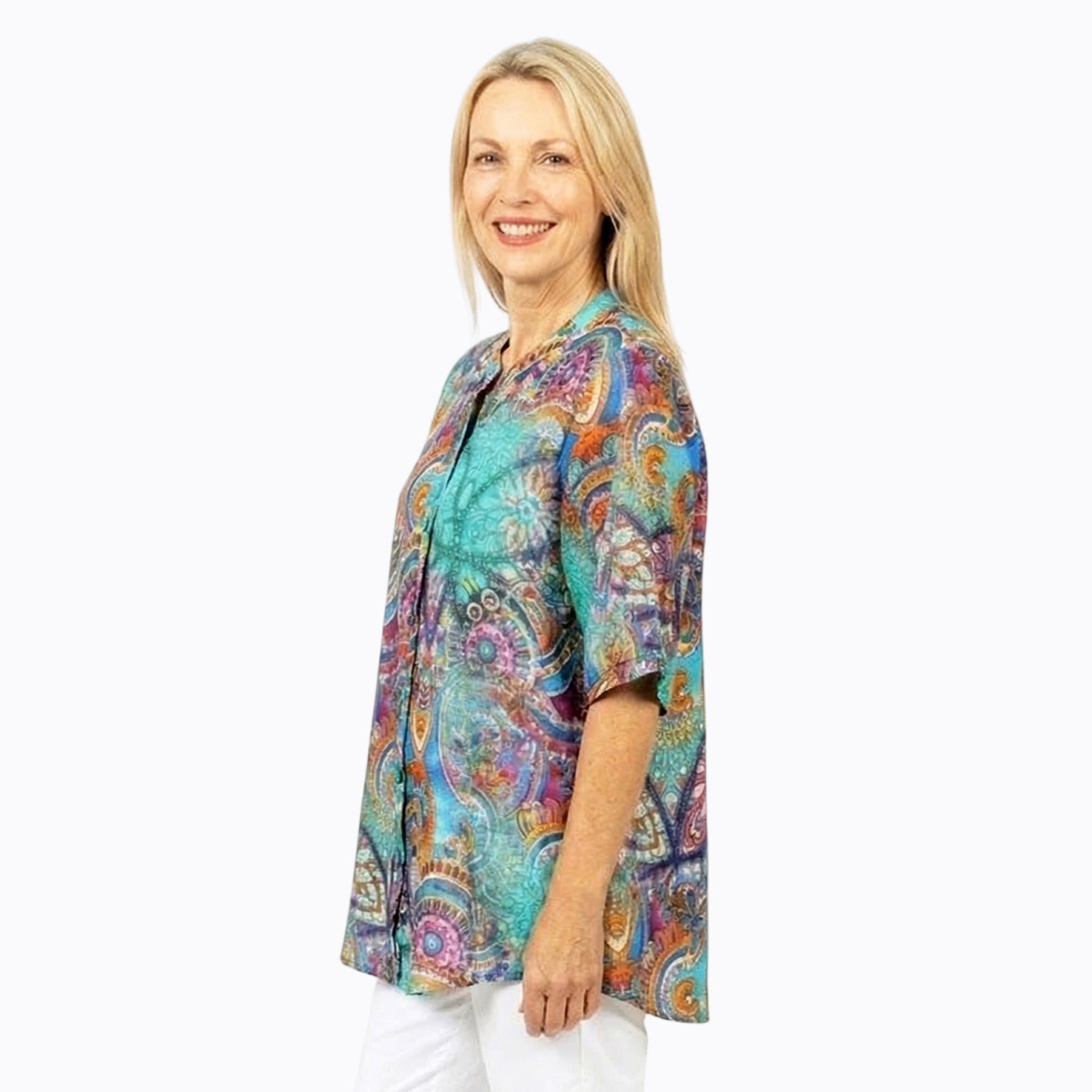 A-Line Shirt | Tunic Blouse Top (Mosaic)