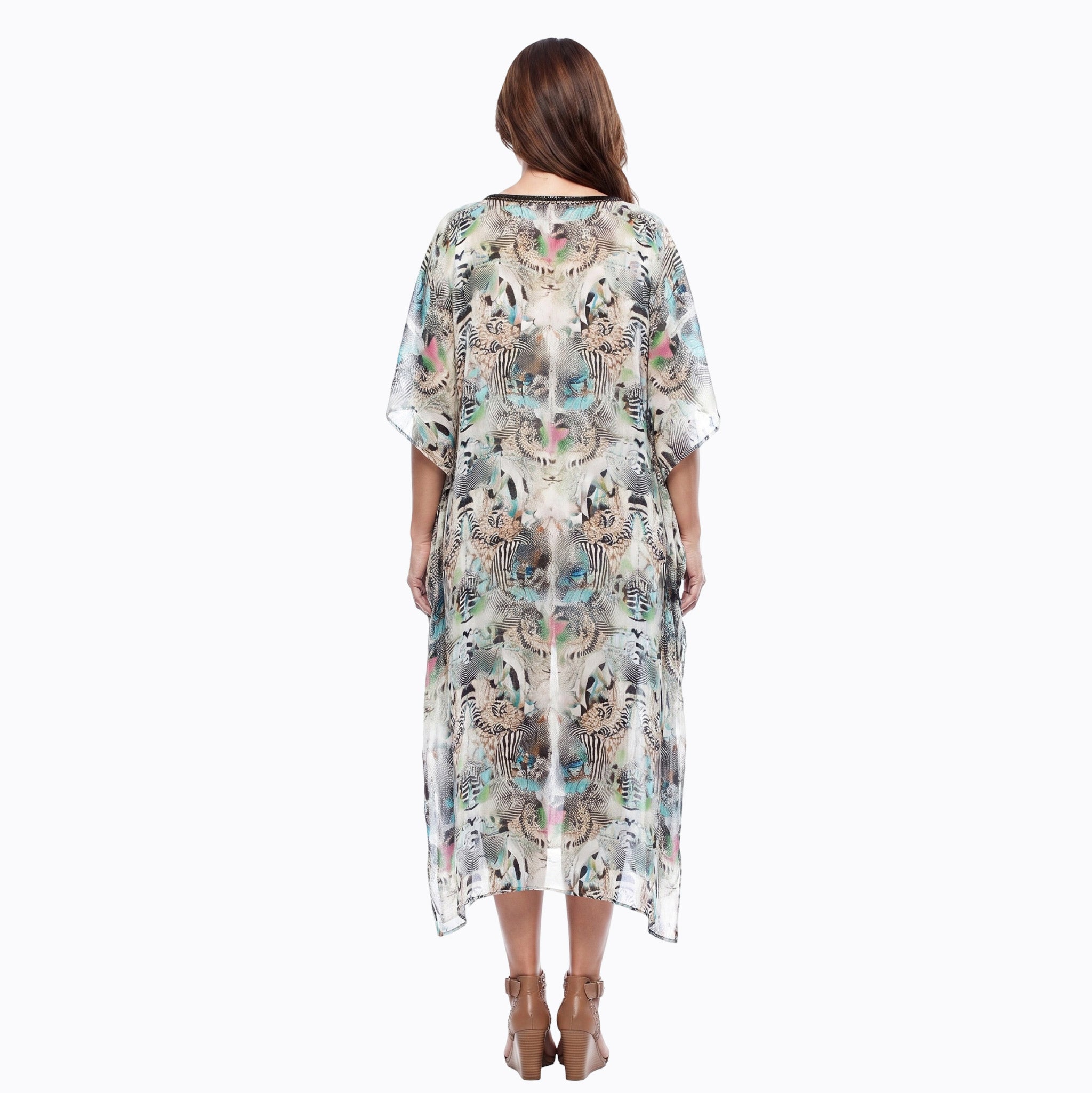 Claire Powell Kaftan Dress (Zebra) – back view