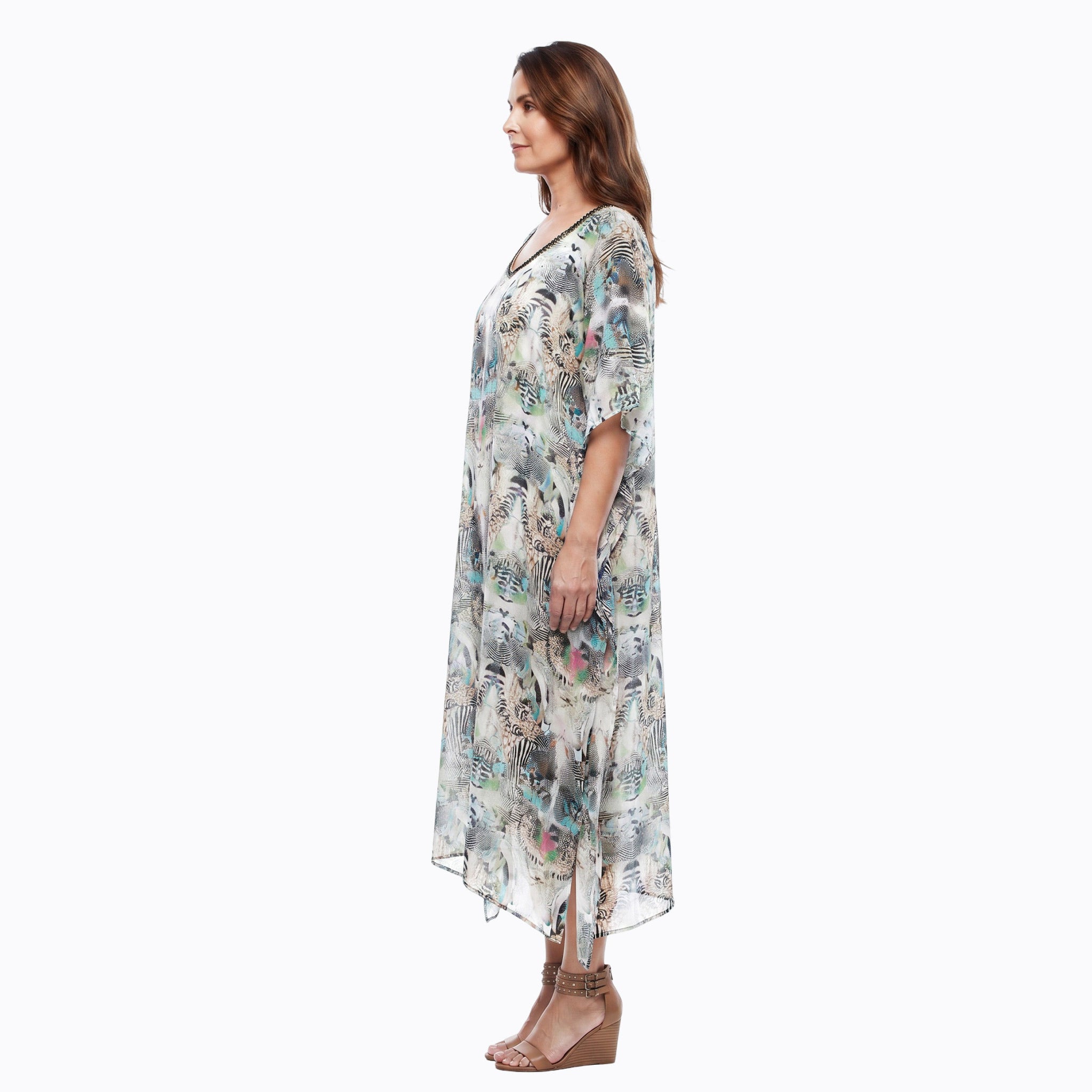 Claire Powell Kaftan Dress (Zebra) – side view