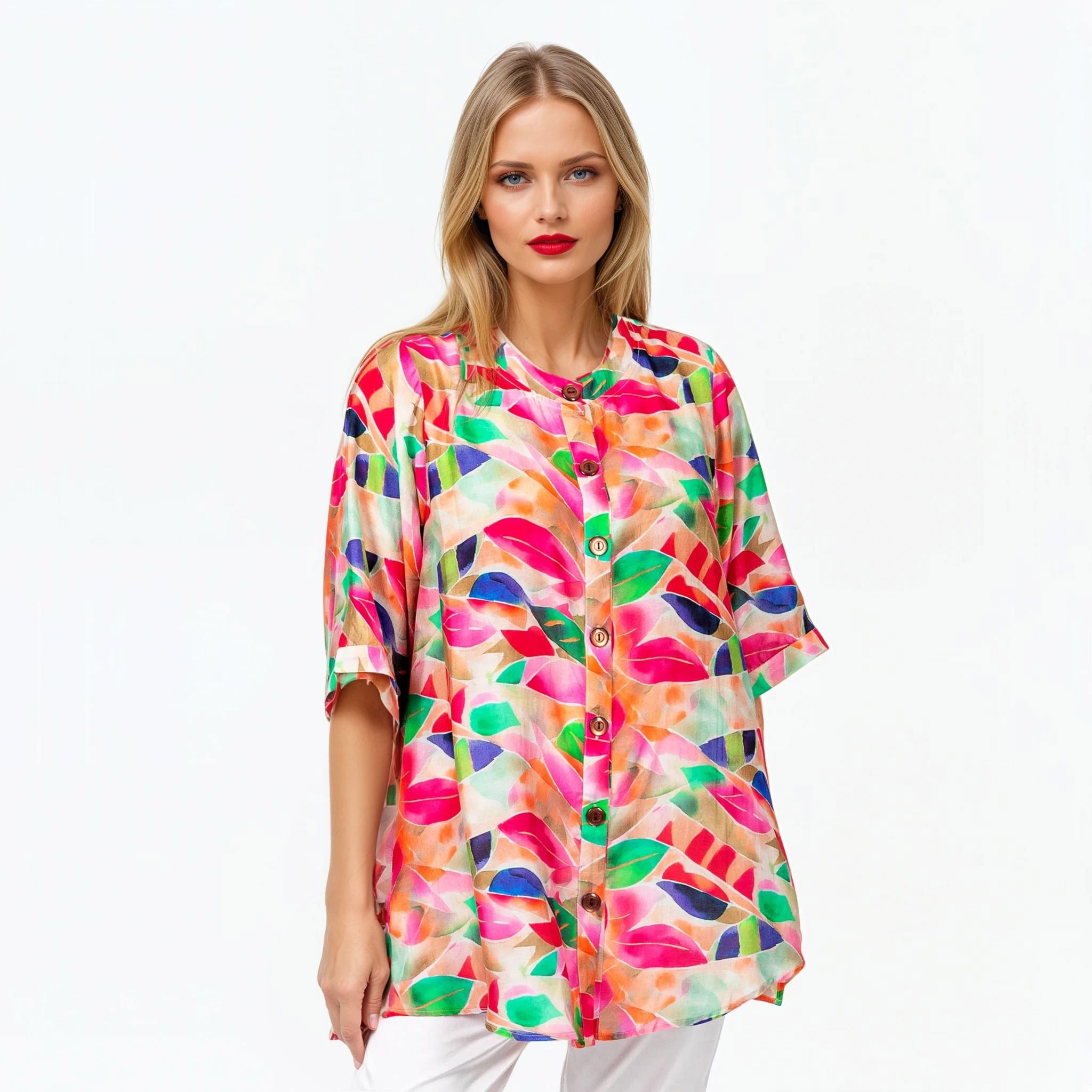 Claire Powell A-Line Shirt | Tunic Blouse Top (La Peach)