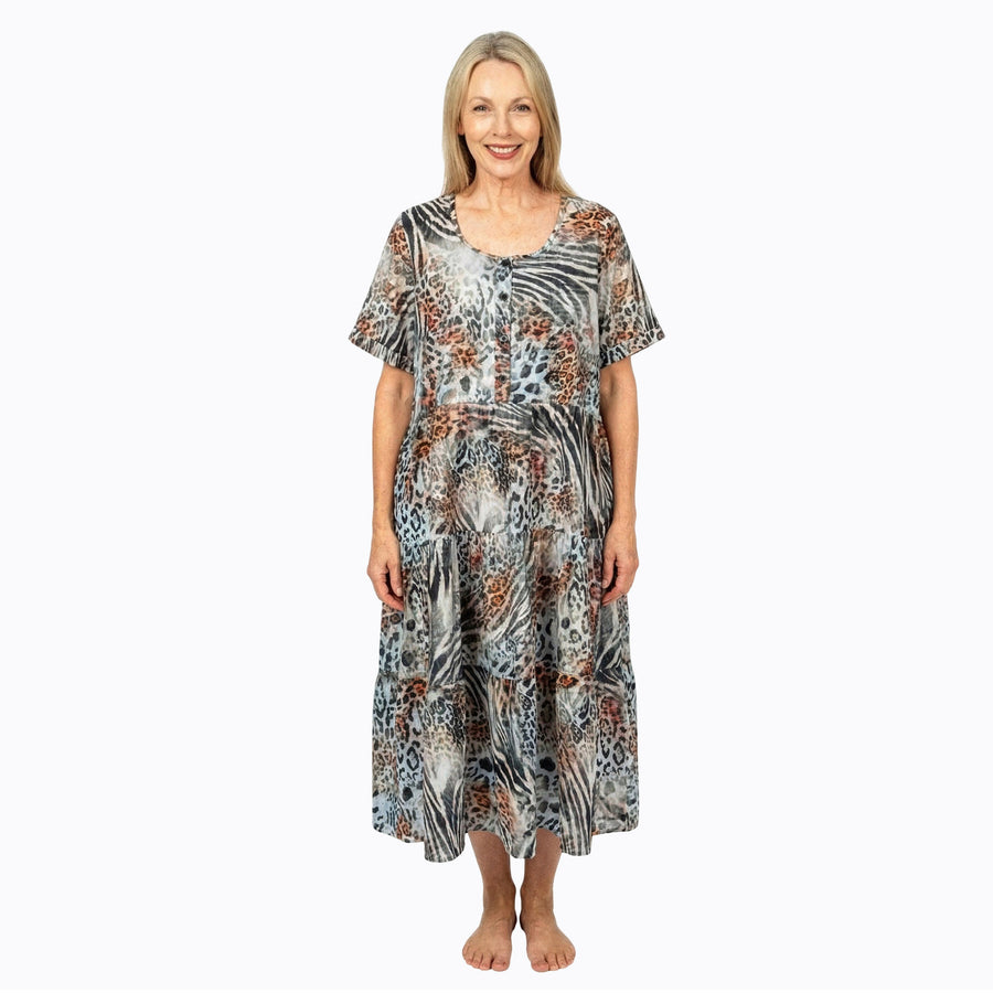 Claire Powell Tiered A-line Midi Dress (Jungle)