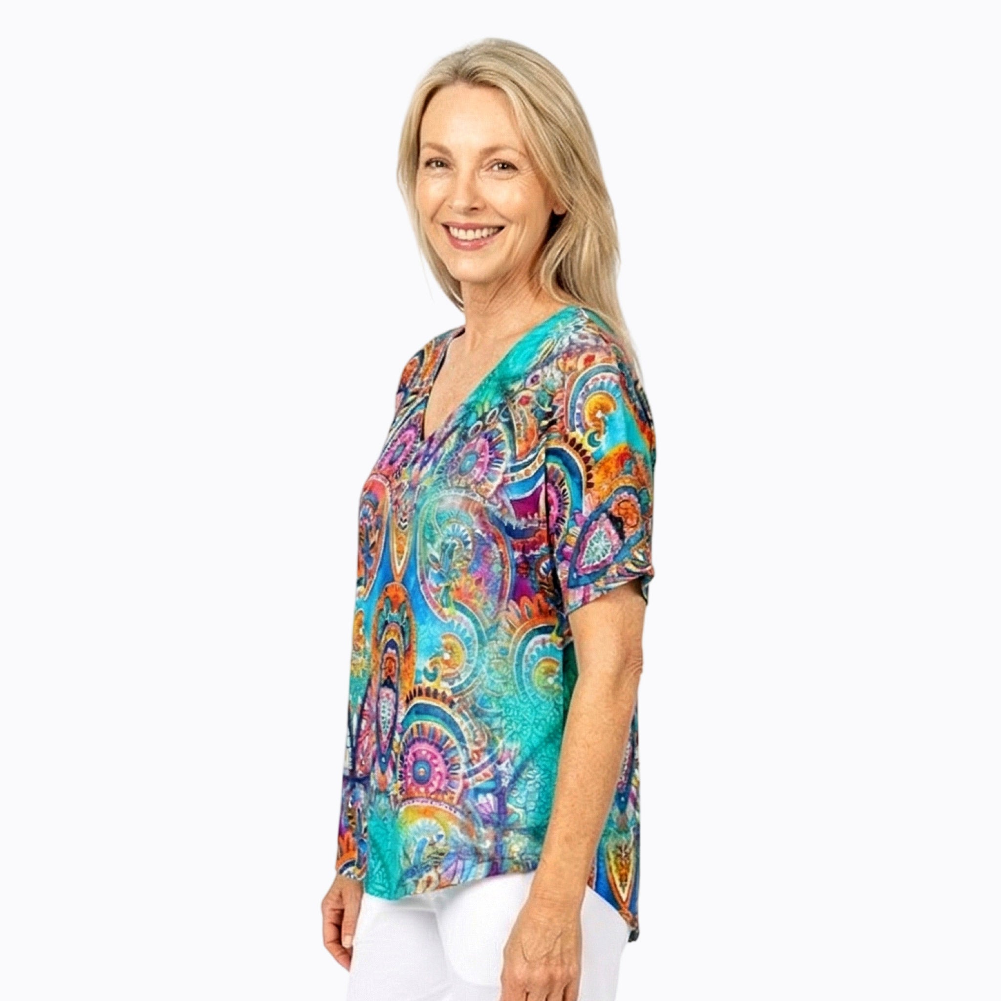 Claire Powell V-Neck T-Shirt (Mosaic)