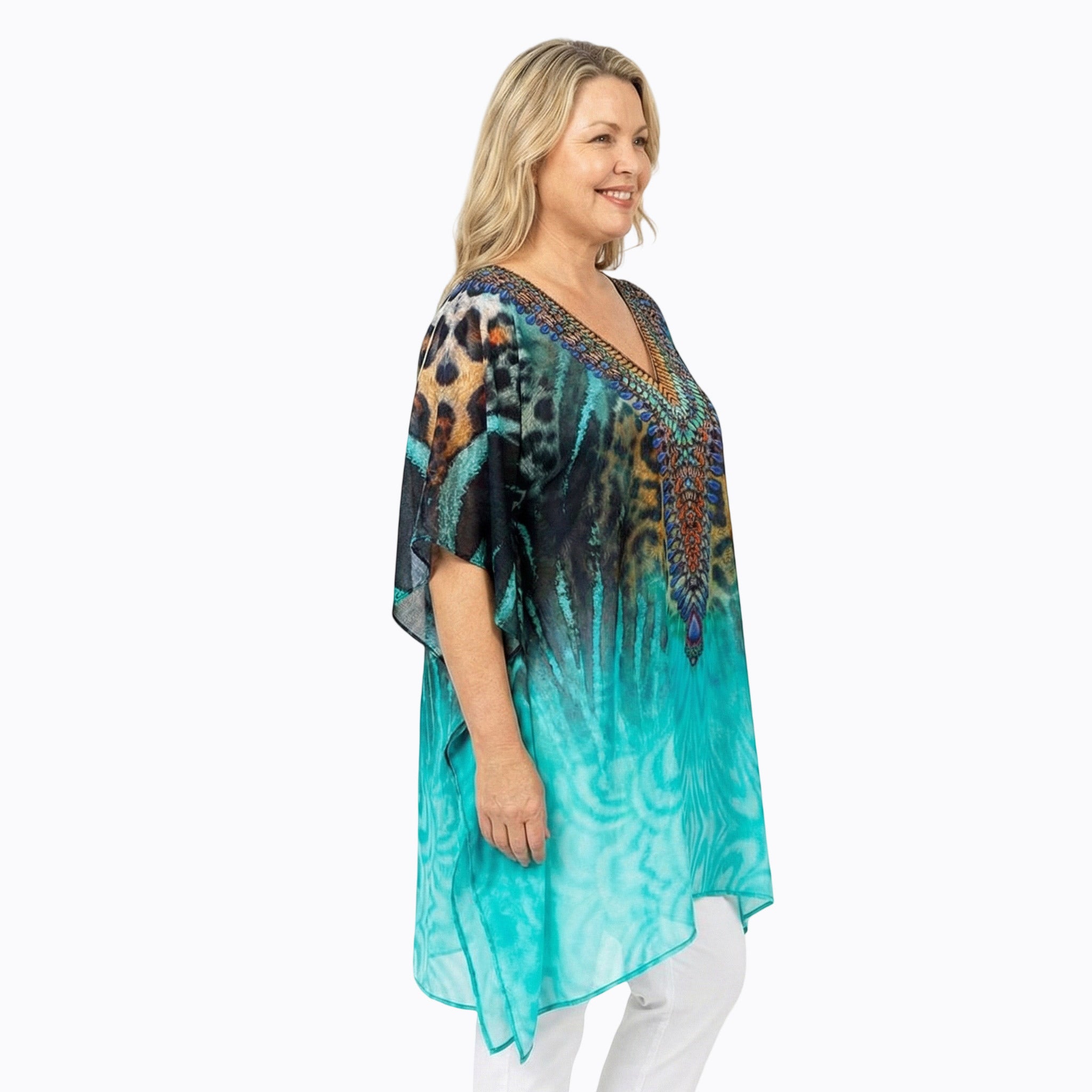 Claire Powell Plus Size Kaftan Top (Jungle)