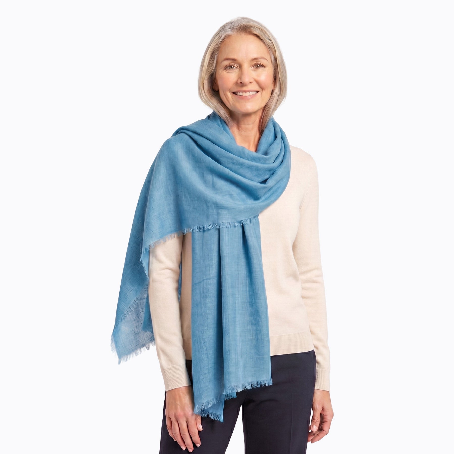 Silk Wool Scarf (Denim Blue)