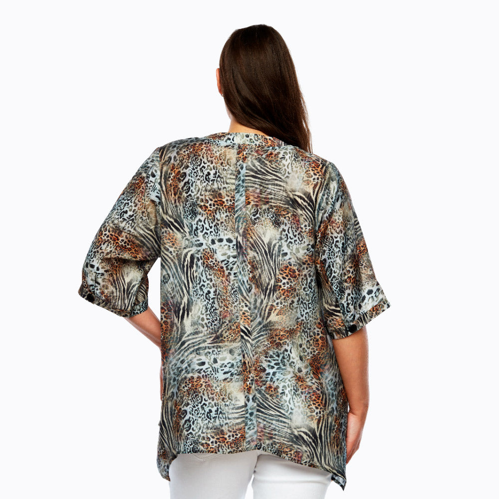 Claire Powell A-line Silk Shirt - Bemberg Silk Fabric (Jungle)