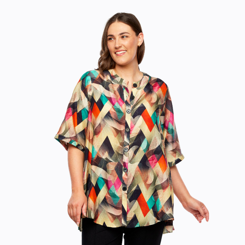 Claire Powell A-line Silk Shirt - Bemberg Silk Fabric (Night Life)