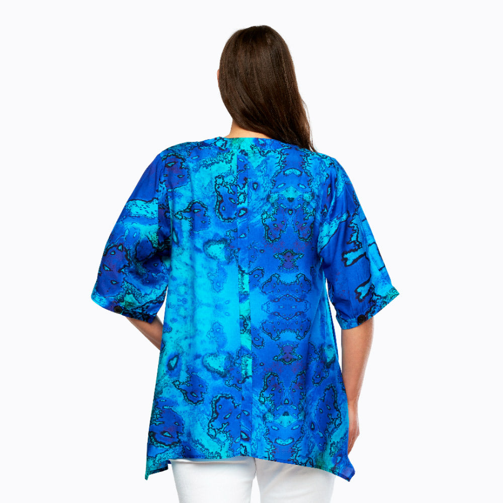 Claire Powell A-line Silk Shirt - Bemberg Silk Fabric (Reef)