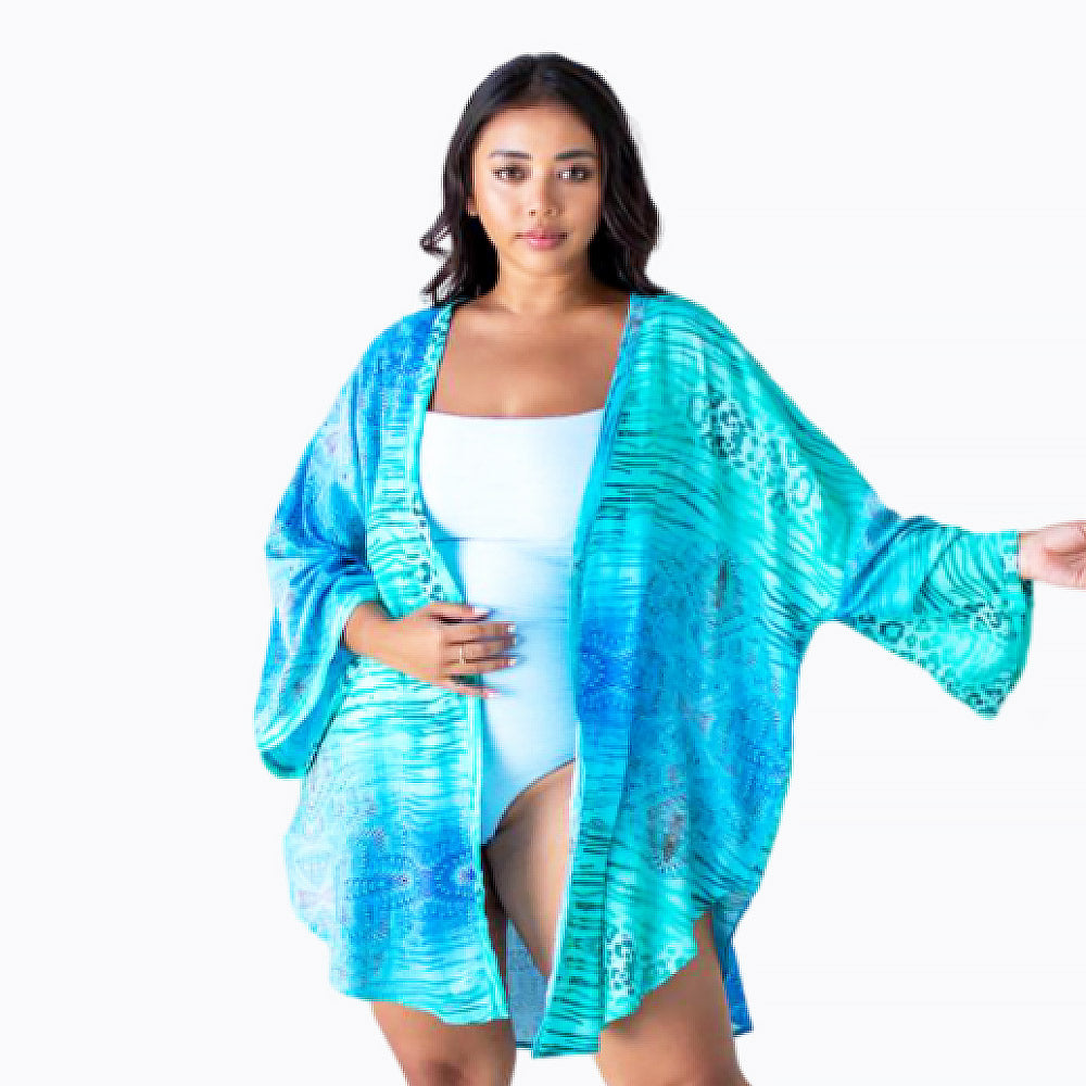 Claire Powell kimono overlay cover-up in modal (Spray)