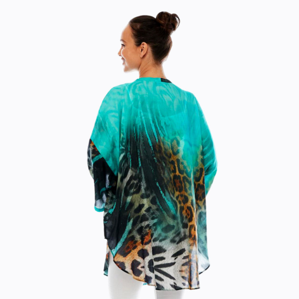 Claire Powell kimono overlay cover-up in modal (Jungle)