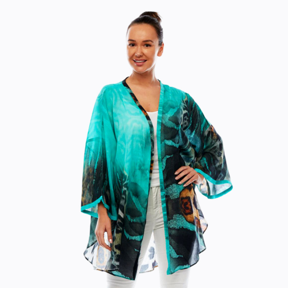 Claire Powell kimono overlay cover-up in modal (Jungle)