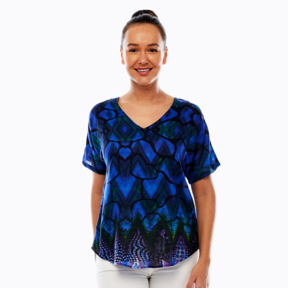 Claire Powell V-Neck Short Sleeve Top - Soft Modal Fabric (Flash)