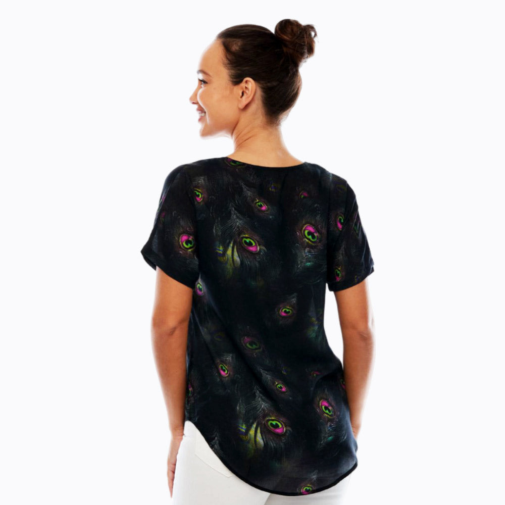 Claire Powell V-Neck Short Sleeve Top - Soft Modal Fabric (Peacock)