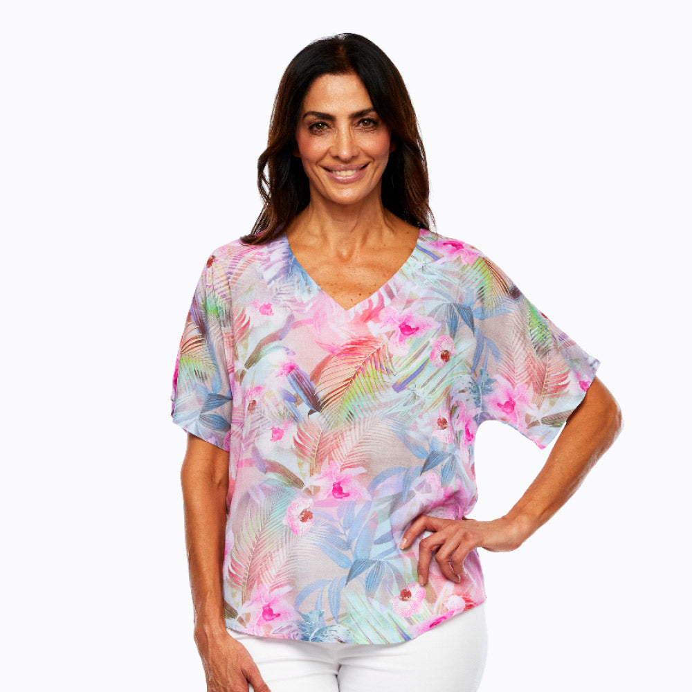 Claire Powell V-Neck Short Sleeve Top - Soft Modal Fabric (Singapore)