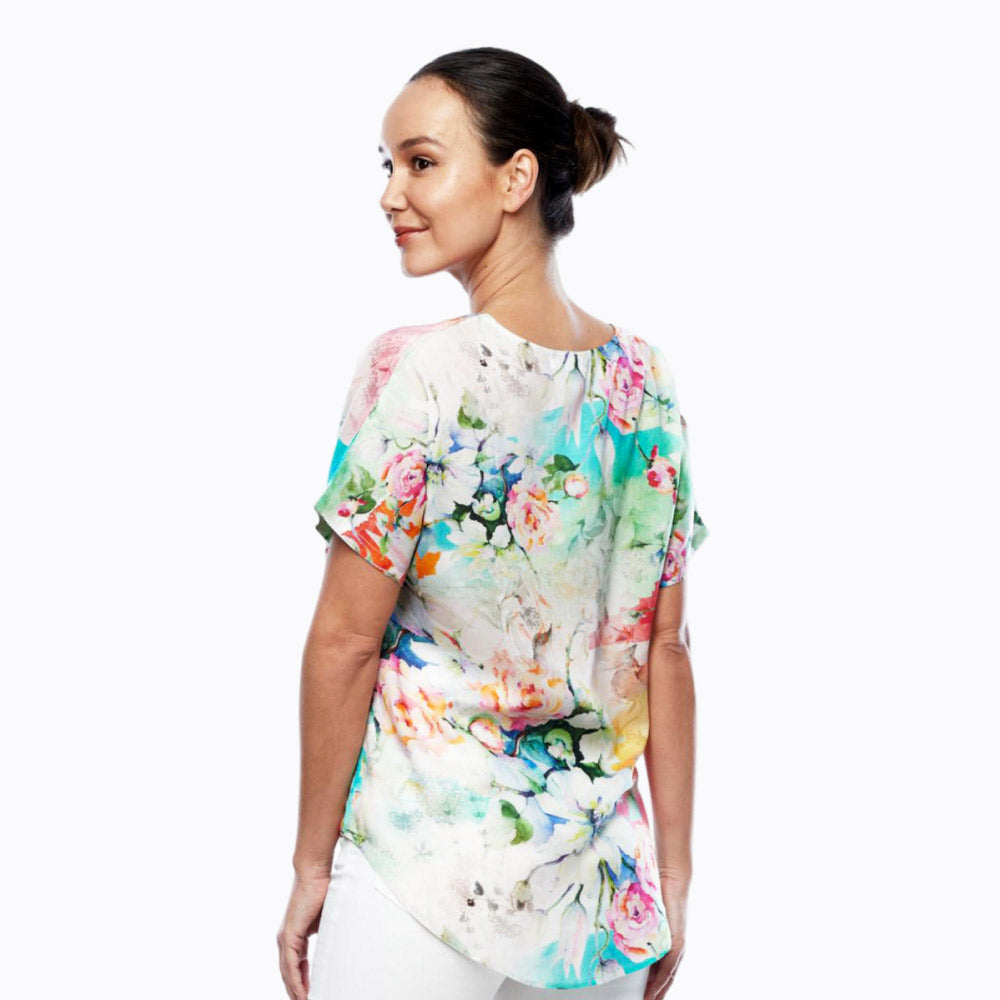 Claire Powell V-Neck Short Sleeve Top (Floral)