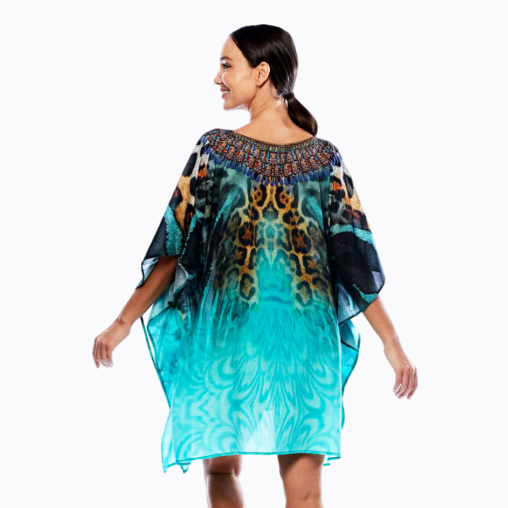 Claire Powell kaftan dress or plus size cover-up (jungle neck)