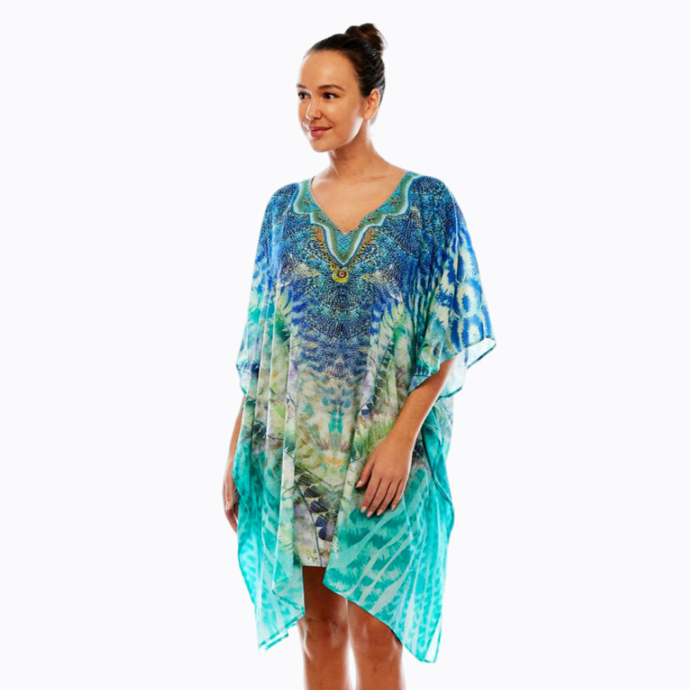 Claire Powell kaftan dress or plus size cover-up (marine)