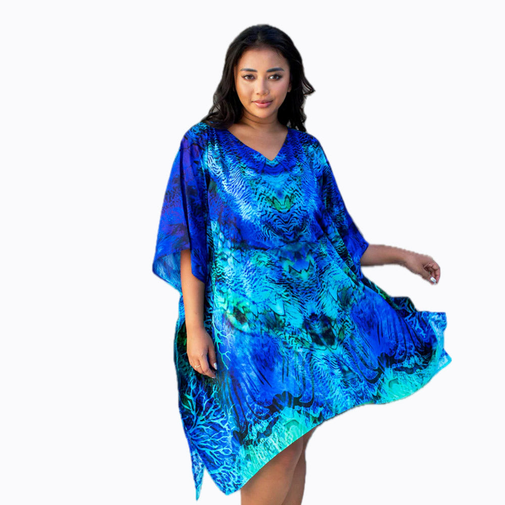 Claire Powell mini kaftan dress or plus size cover-up (aquatica)