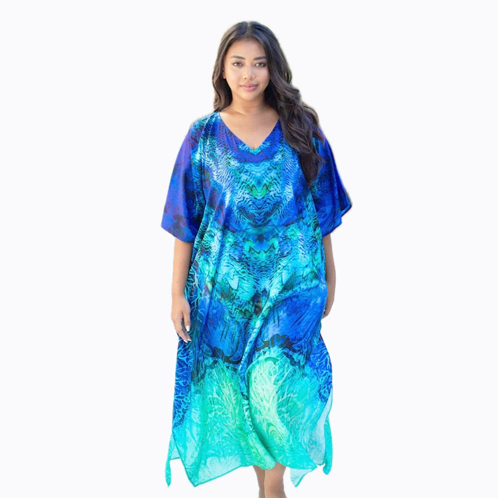 Claire Powell midi kaftan dress (Aquatica)