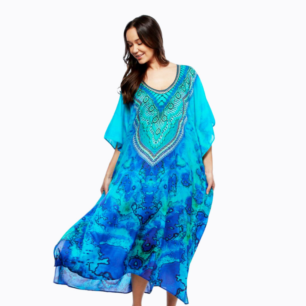 Claire Powell midi kaftan dress (reef)