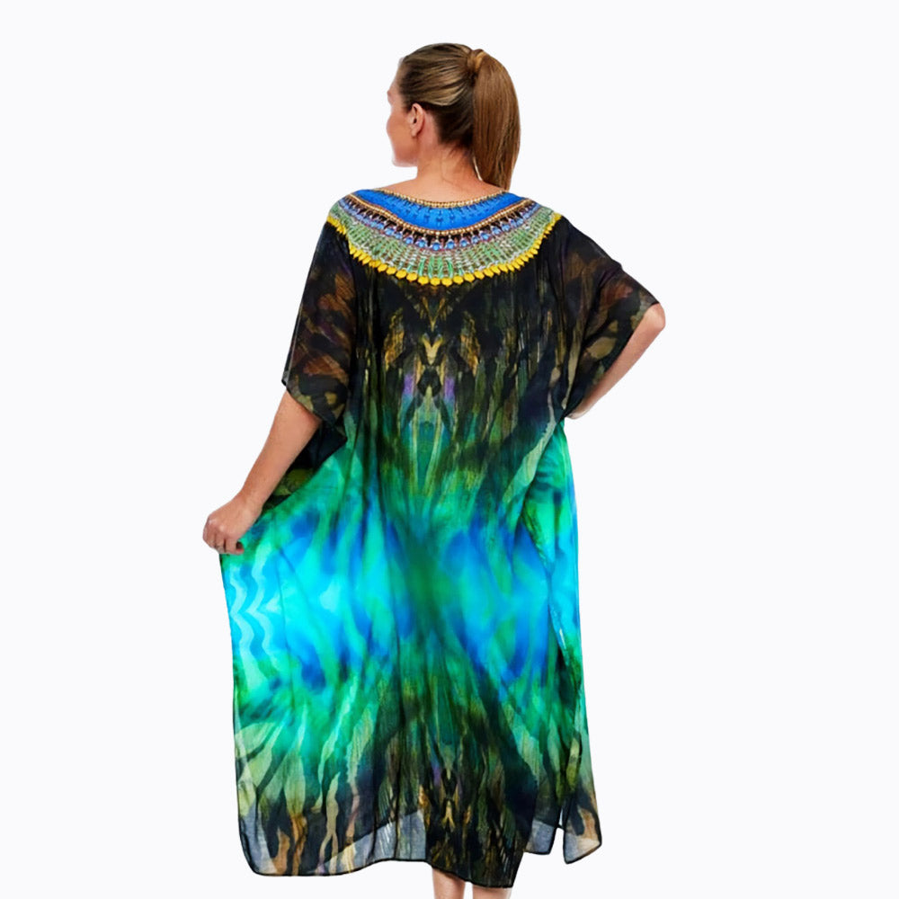 Claire Powell midi kaftan dress (safari)