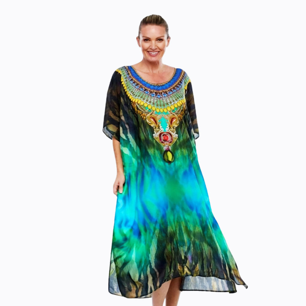 Claire Powell midi kaftan dress (safari)