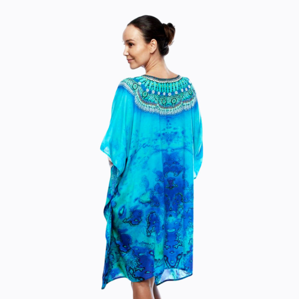 Claire Powell mini kaftan dress or plus size cover-up (reef)