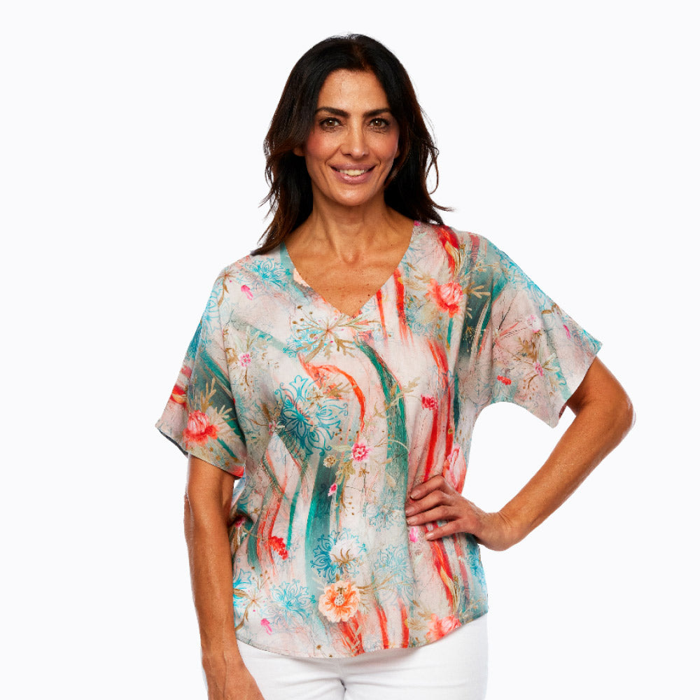 Claire Powell short sleeve v-neck Modal Top (Meadow)