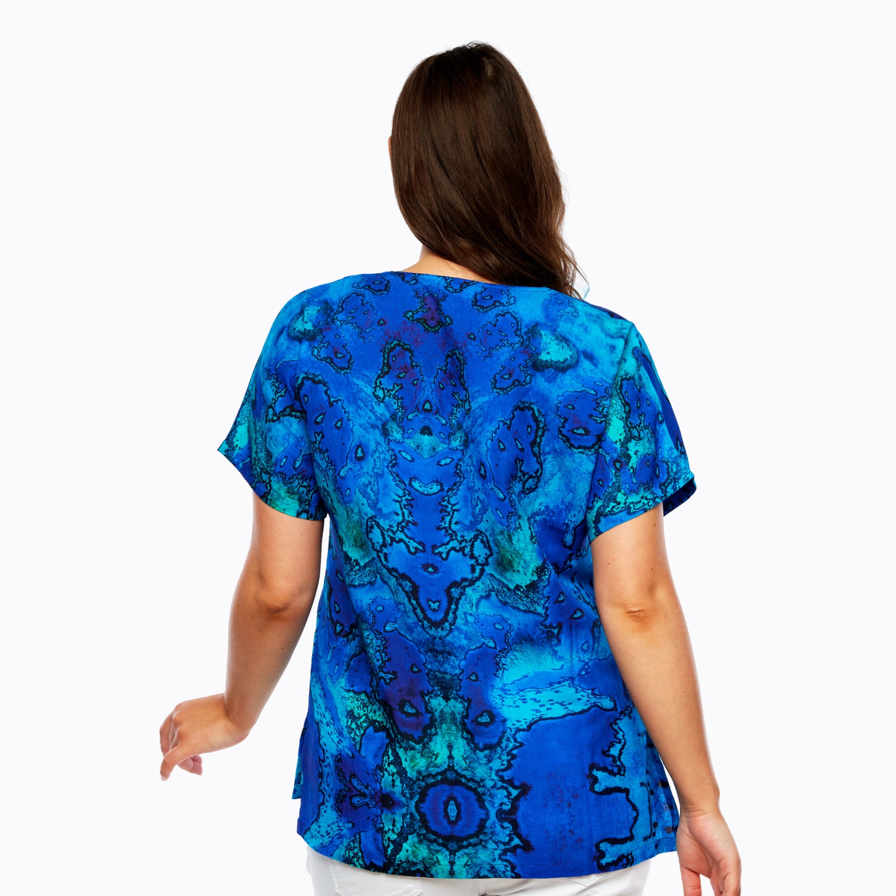 High Low Split Hem V-Neck Tee (reef)