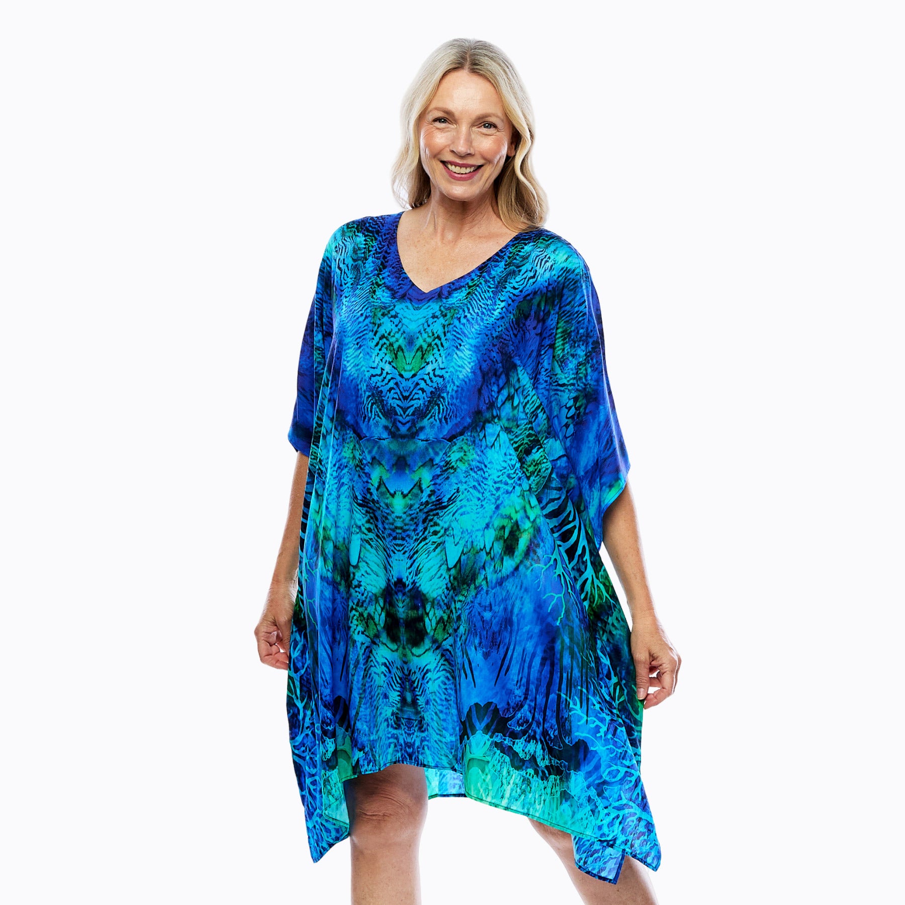 Mini Kaftan Dress | Short Kaftan Top (aquatica)