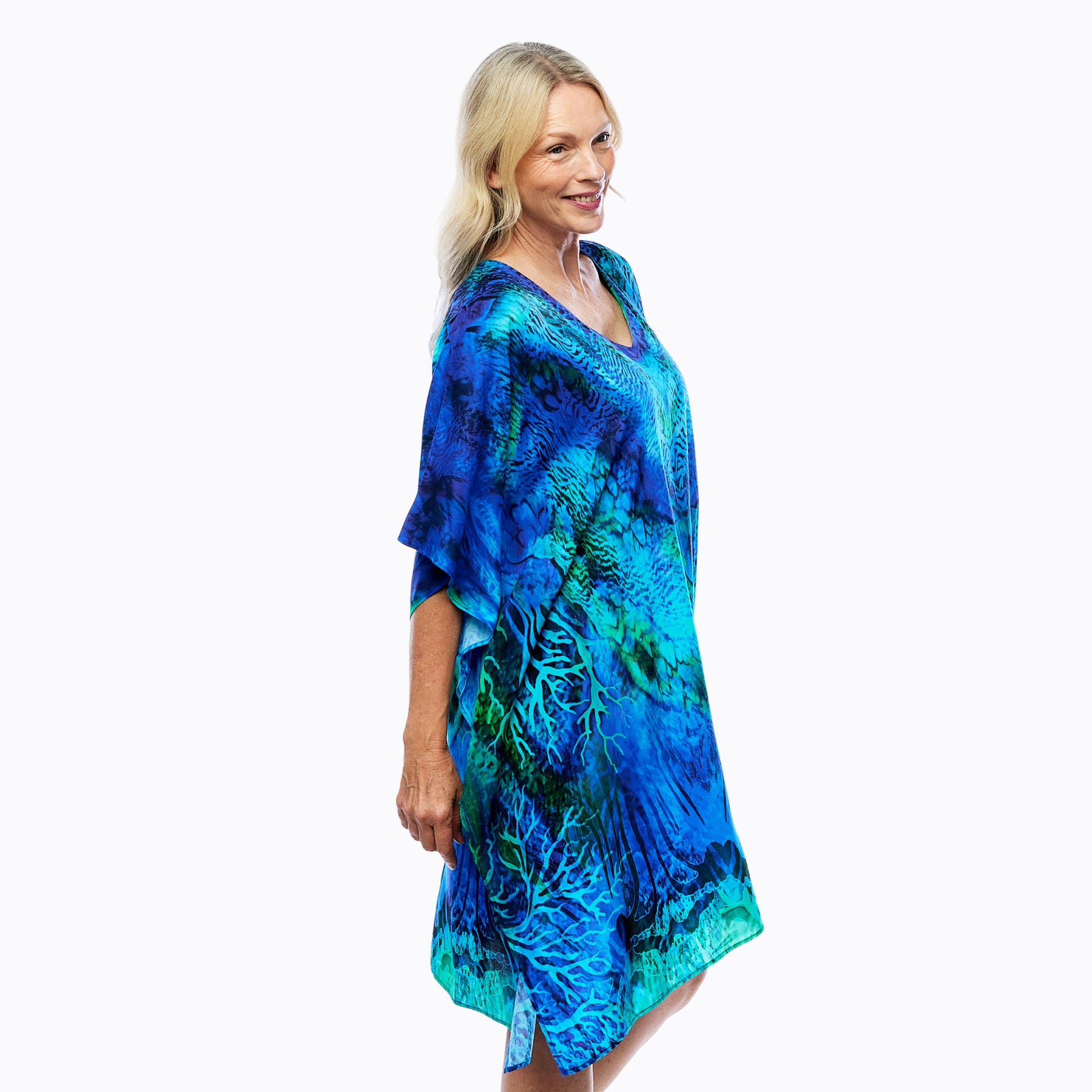 Mini Kaftan Dress | Short Kaftan Top (aquatica)