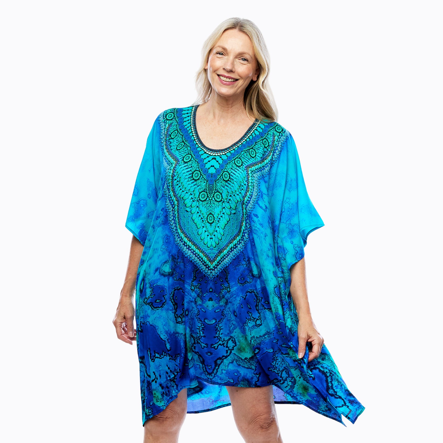 Mini Kaftan Dress | Short Kaftan Top (reef)