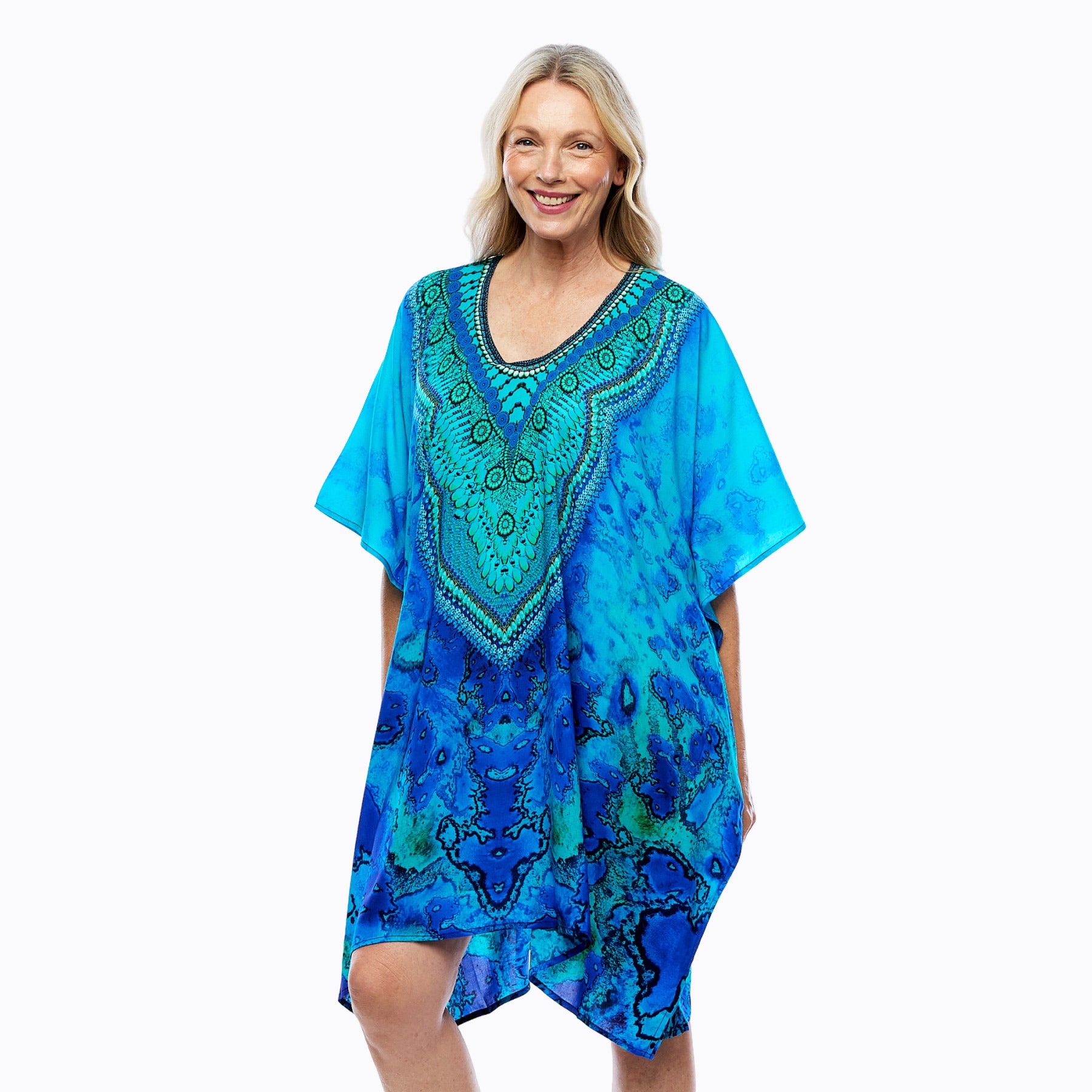 Mini Kaftan Dress | Short Kaftan Top (reef)