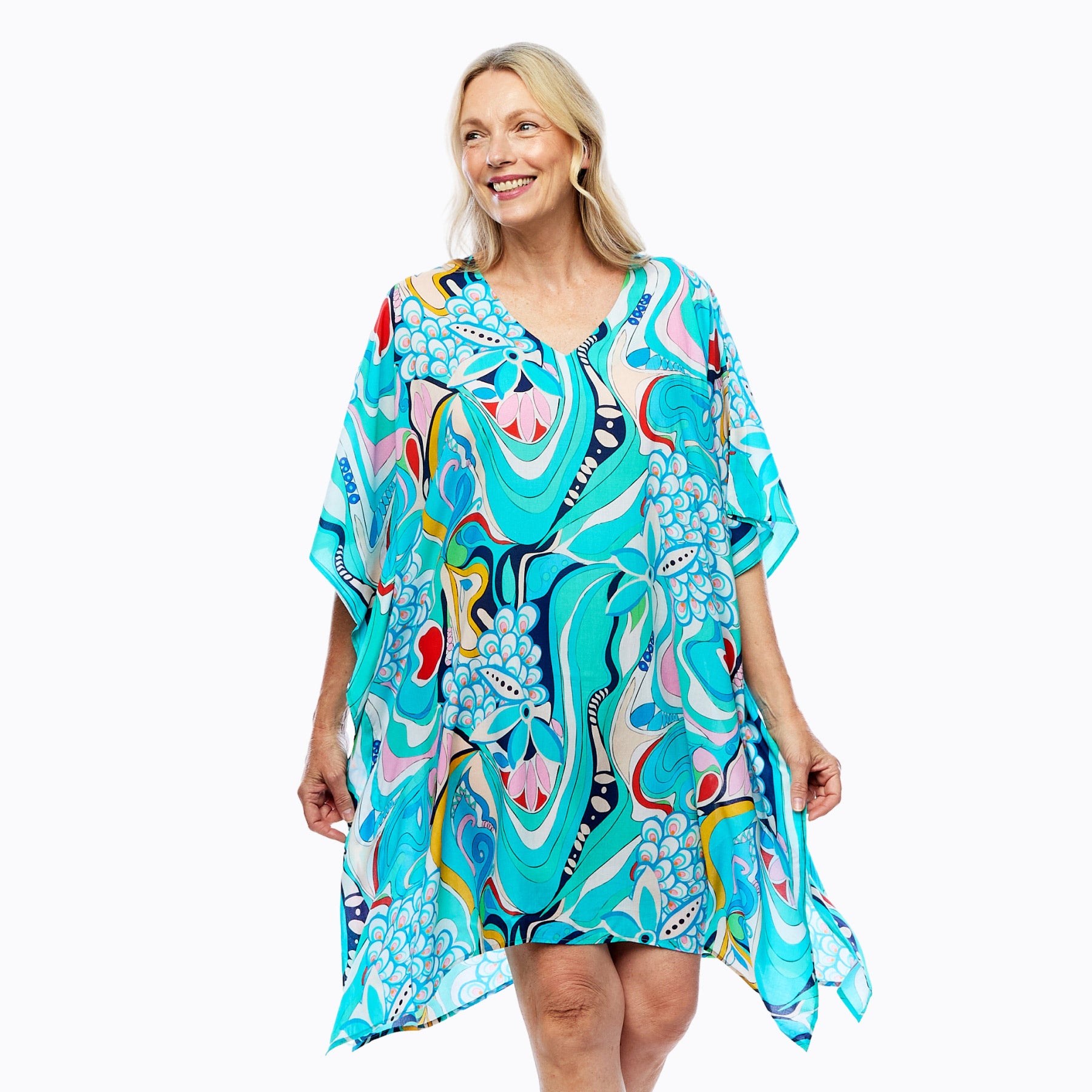 Mini Kaftan Dress | Short Kaftan Top (sakura)