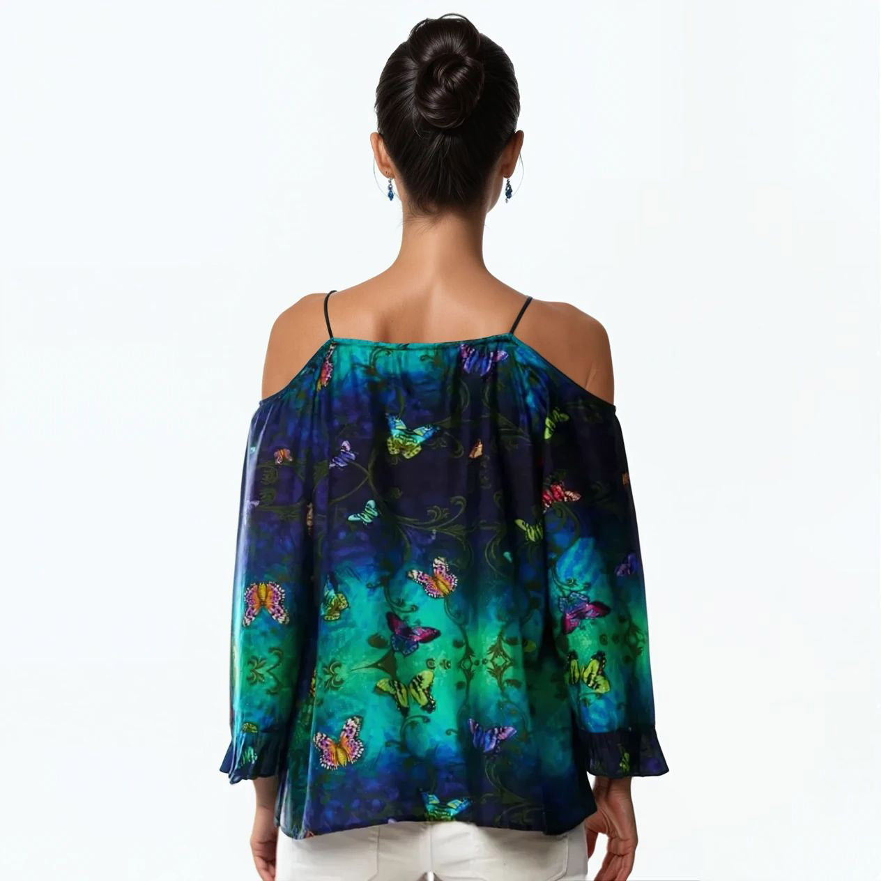 Off The Shoulder Top | Flared Sleeve Boho Blouse (Amazon Butterflies)