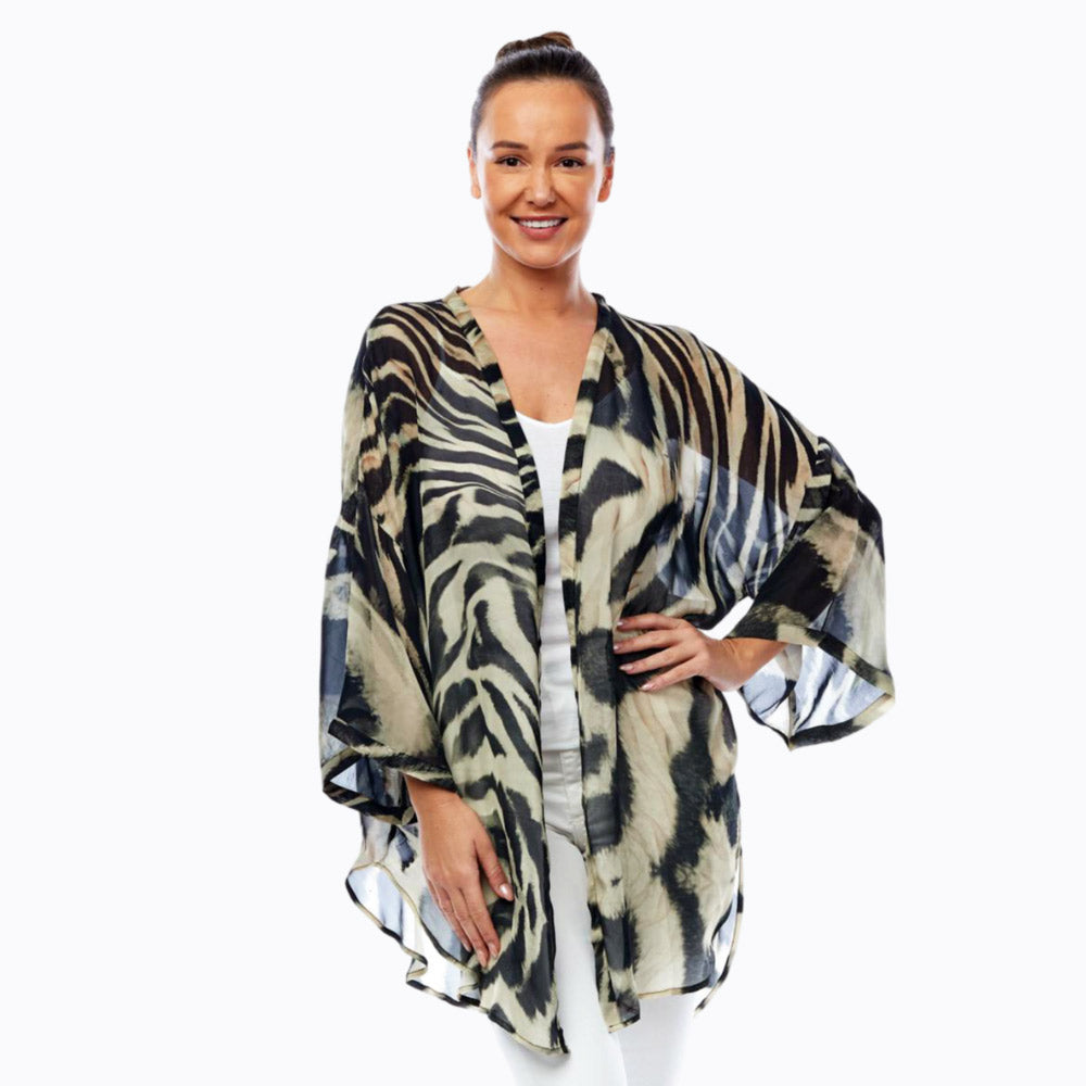 Claire Powell Kimono Jacket, Print: Wild, Fabric: Viscose Chiffon