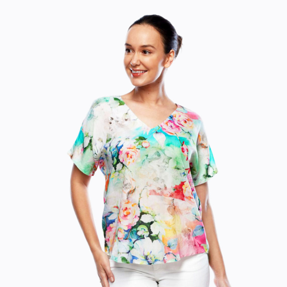 V-Neck T-Shirt (Floral)