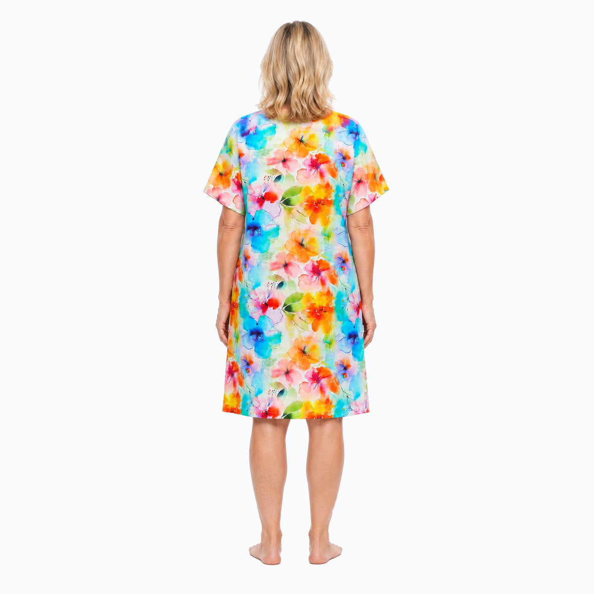Back view of Model B wearing Claire Powell Blushing floral shift dress