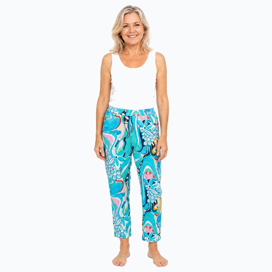 Woman wearing the Claire Powell Sakura Cotton 7/8 Pants, front view