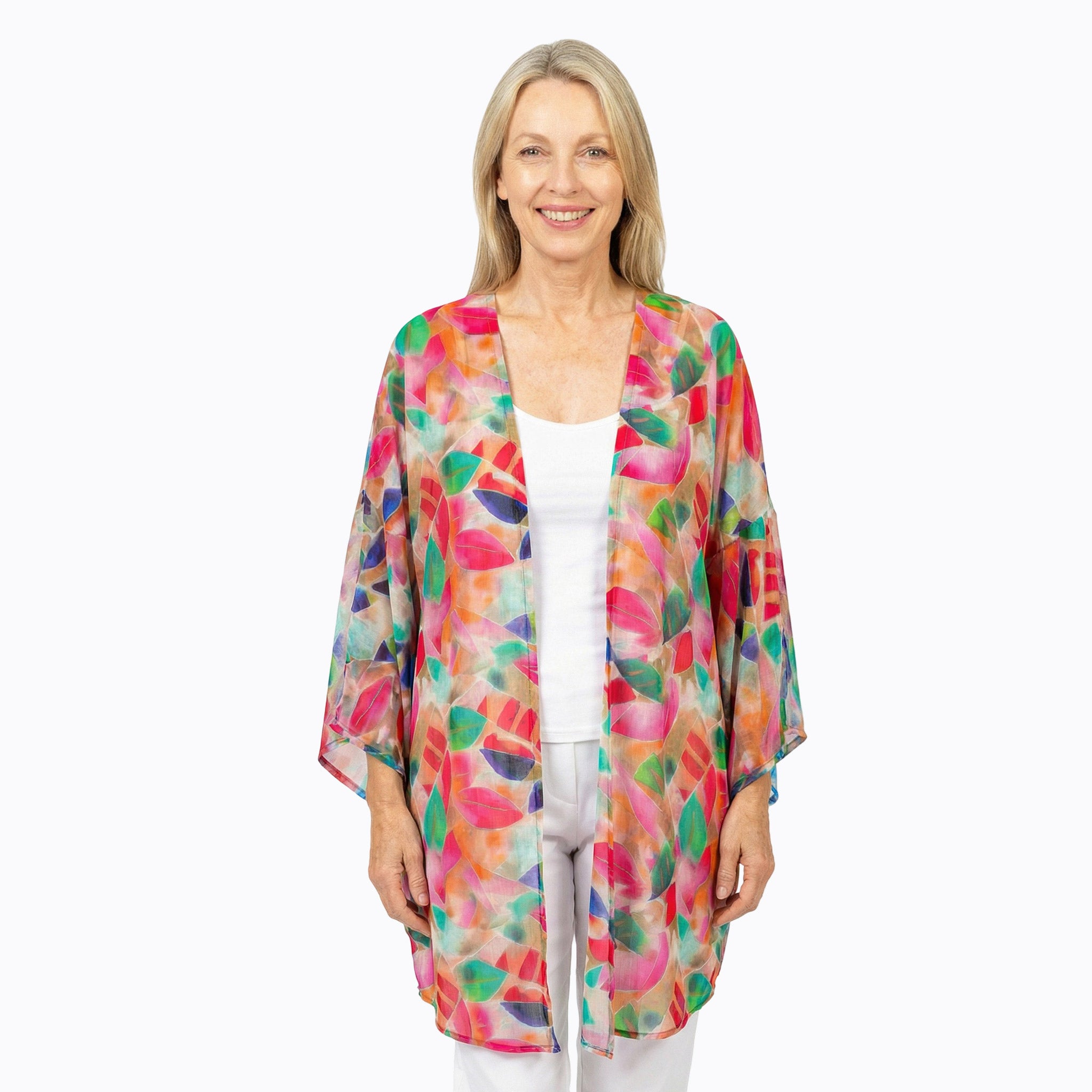 Cotton Chiffon Kimono Cover-Up (La Peach)