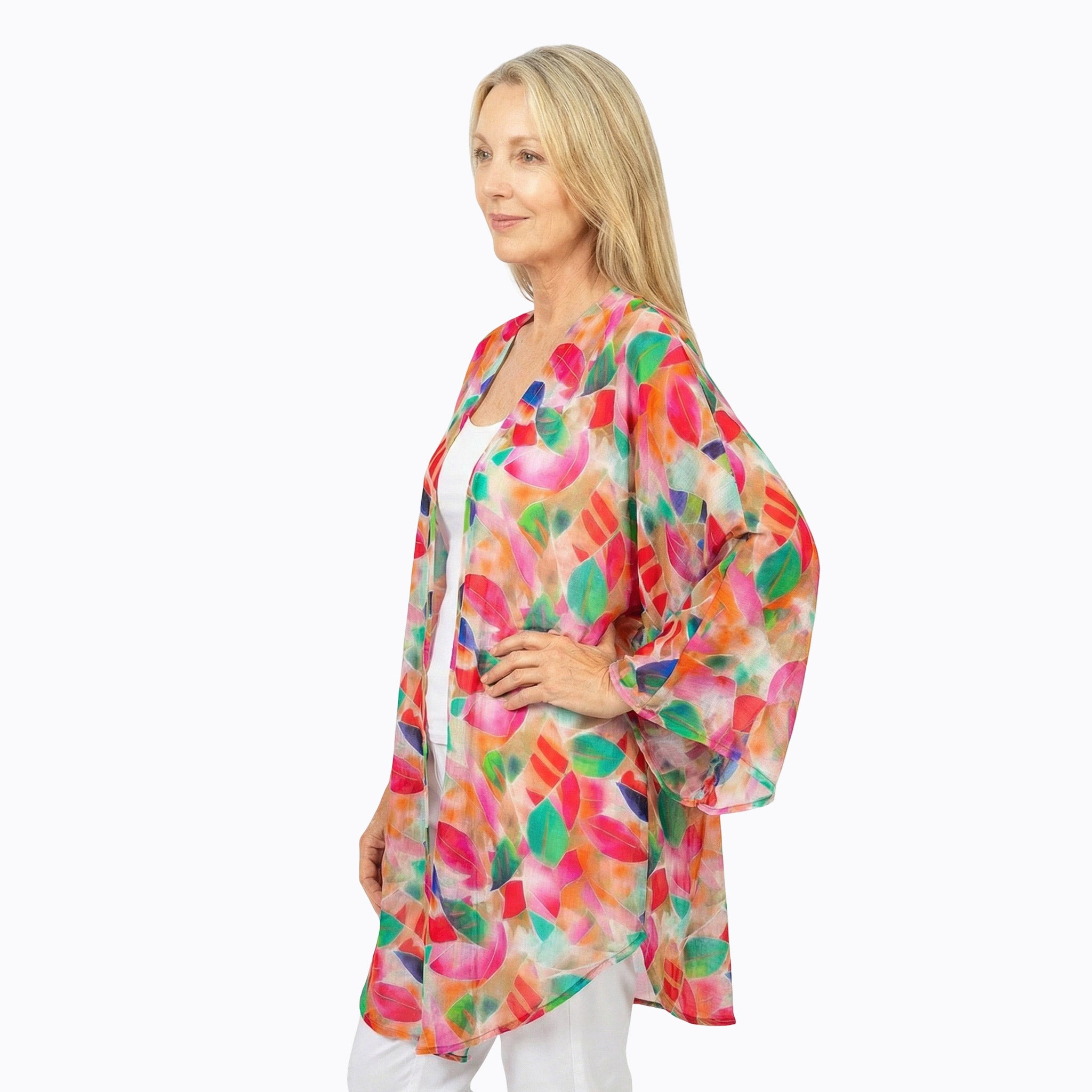Cotton Chiffon Kimono Cover-Up (La Peach)
