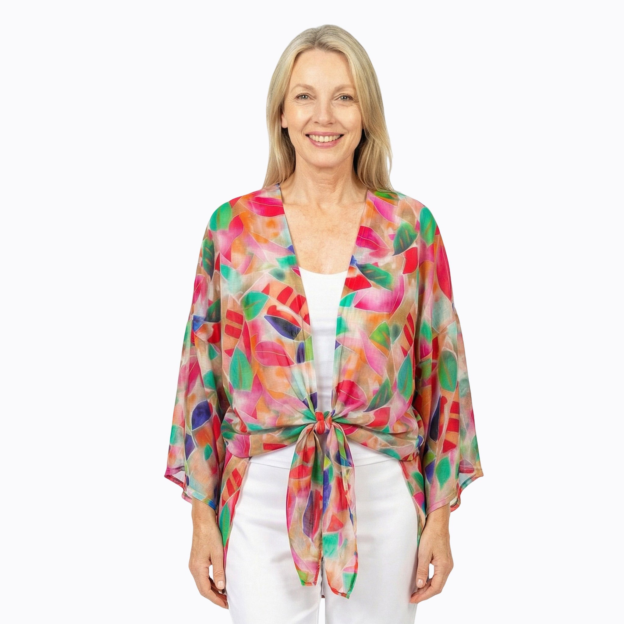 Cotton Chiffon Kimono Cover-Up (La Peach)