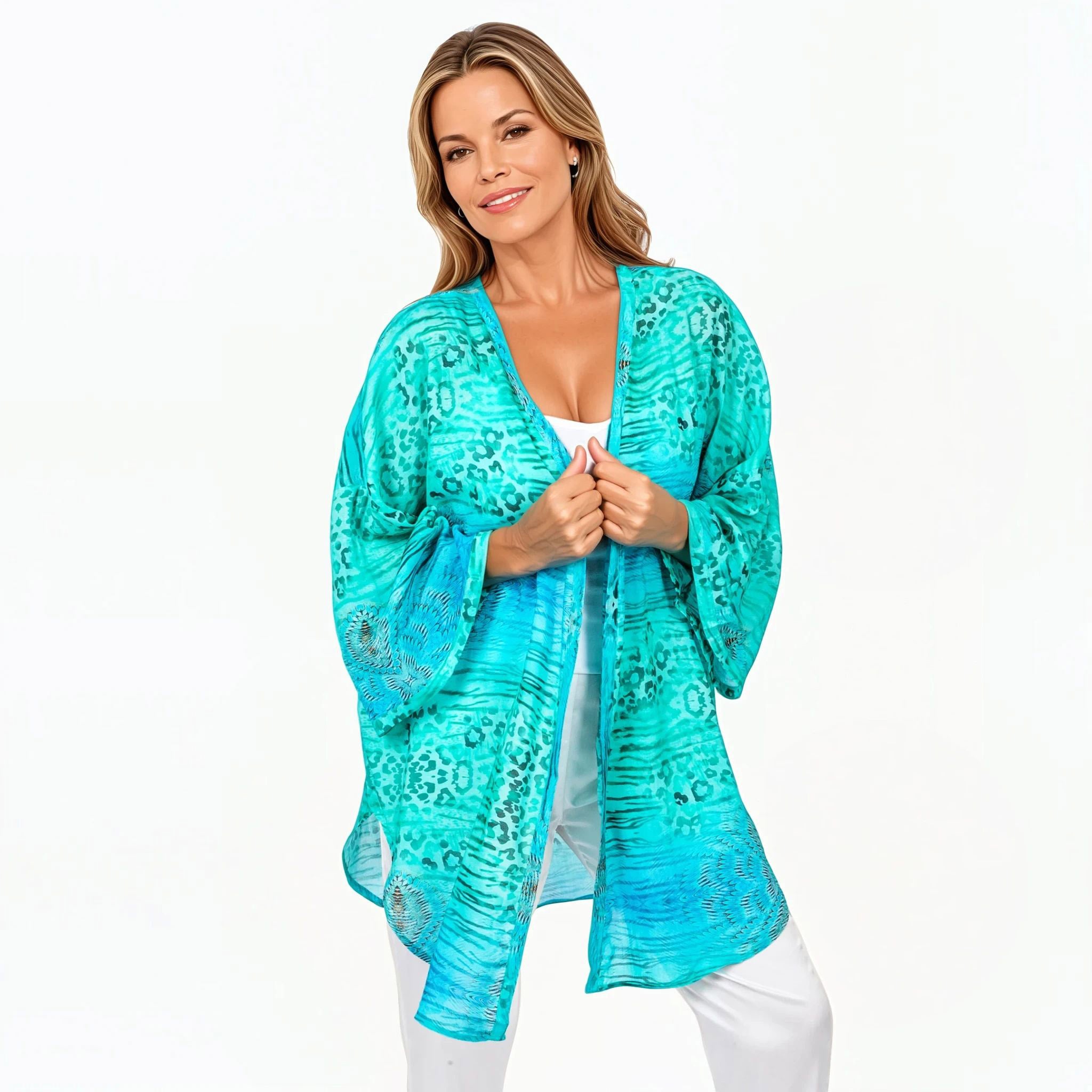 Claire Powell kimono coverup spray