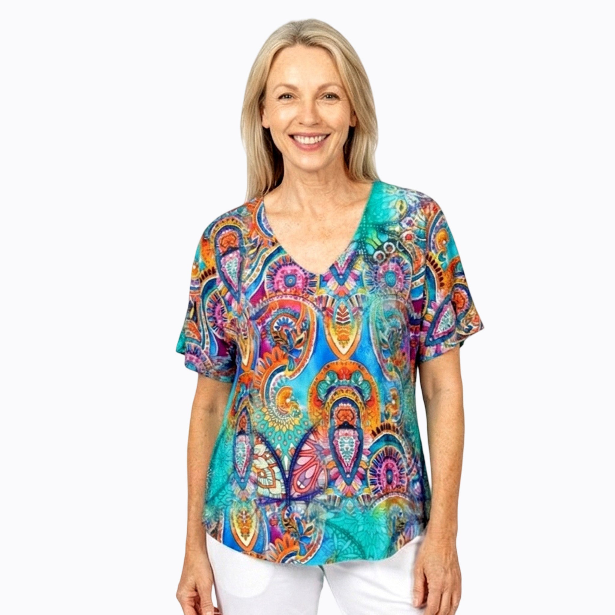 Claire Powell V-Neck T-Shirt (Mosaic)