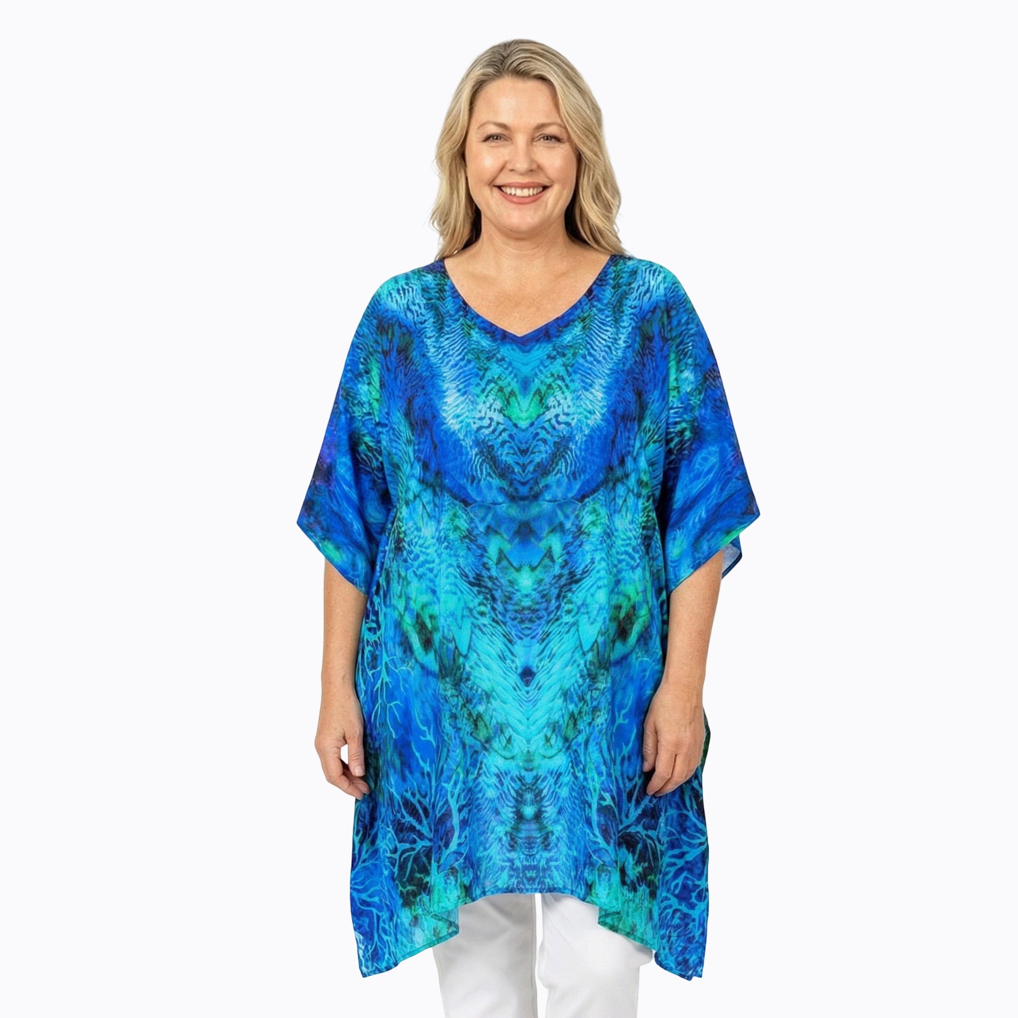 Claire Powell Plus Size Kaftan Top (Aquatica)